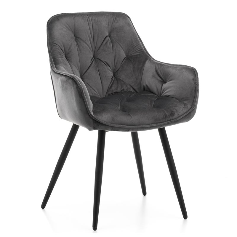 Krzesło tapicerowane pikowane welurowe SIENA szare