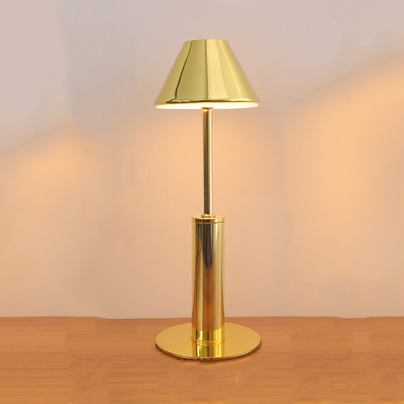 Lampa stołowa do sypialni, złoto elektroforetyczne, trójkolorowe oświetlenie [kabel do ładowania w zestawie]