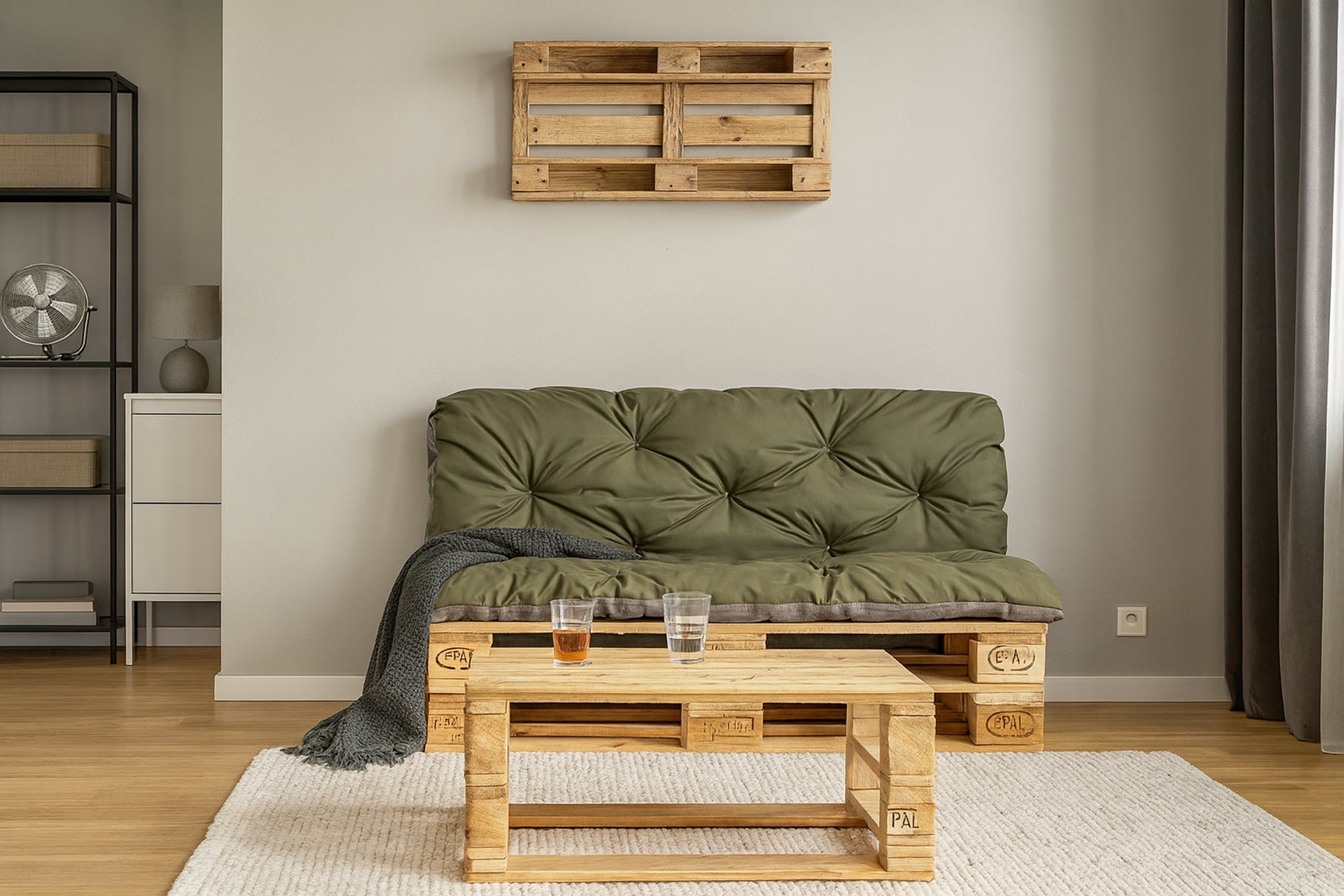 Set Coussins palettes, Assise 120 x 60 et Dossier 120 x 60cm Vert, coussins canapé / coussin pour palette in / extérieur, SETGARDEN - 5