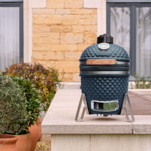 Barbecue Kamado Little Kokko 13 - Edition Compacte Avec Trépied Inox - Grille 26 Cm - Parfait Pour 2 à 4 Personnes | Bleu Marine
