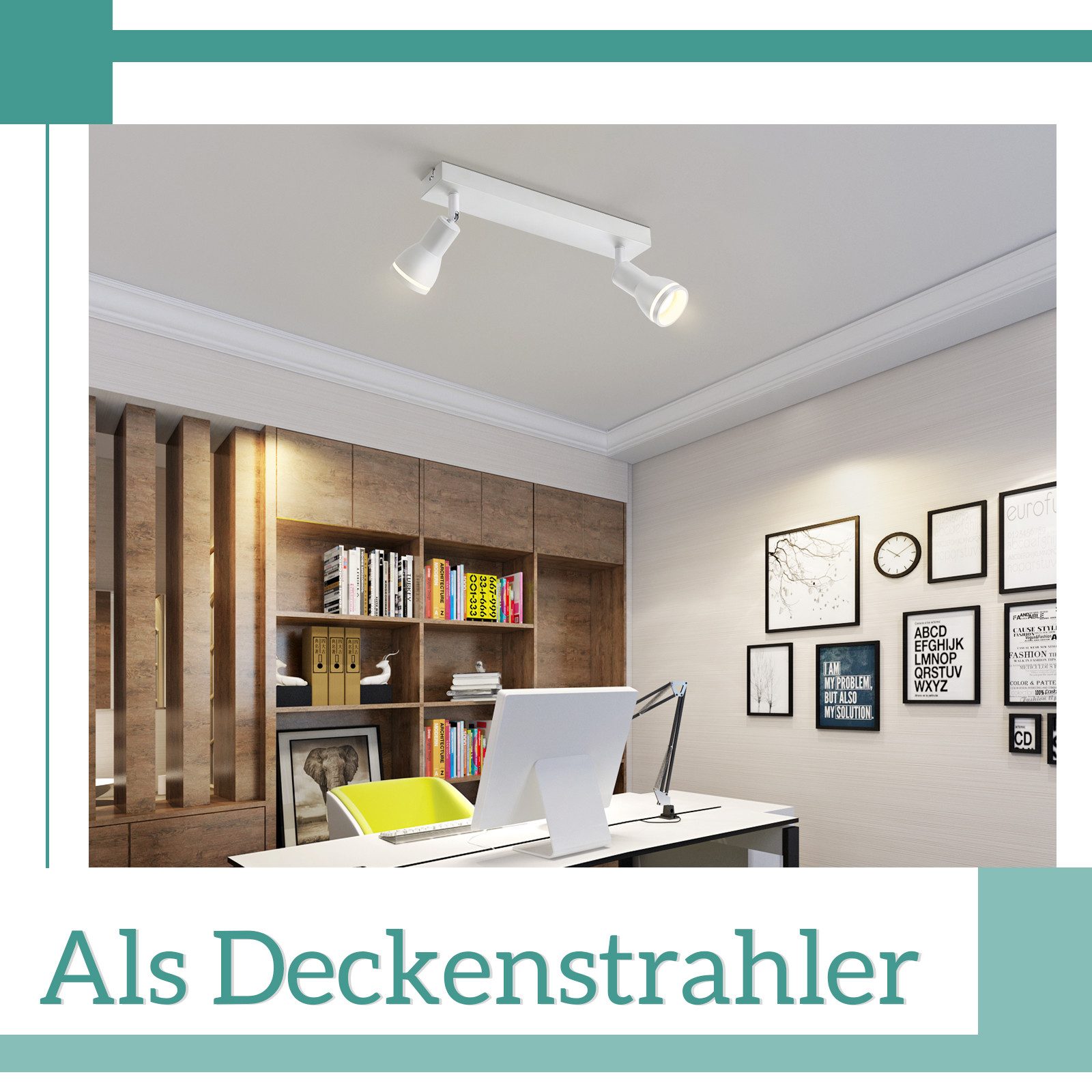 ZMH Spot de plafond LED 2 ampoules blanc salon plafonnier spot orientable GU10 spot lampe moderne - 4