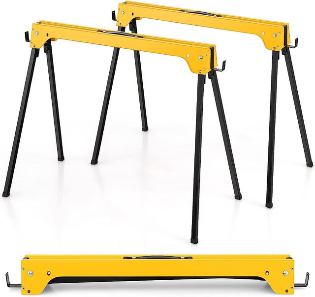 Zestaw 2 składanych metalowych kozłów o maksymalnym obciążeniu 600 kg, 92 x 48 x 74 cm