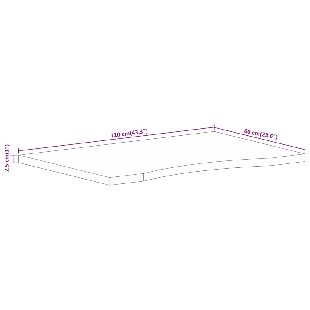 Maison Exclusive - Dessus de bureau avec courbe 110x60x2,5 cm manguier massif brut - 8