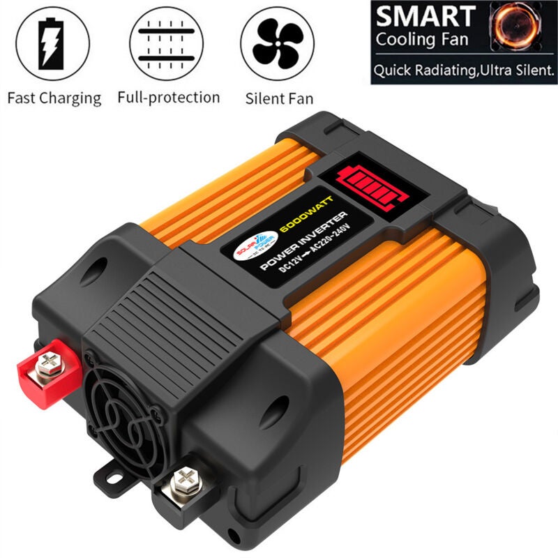 Convertisseur de tension 4000W DC 12V à 220V Double chargeur USB 4.2A Protection surcharge et courts-circuits Affichage puissance batterie - 4