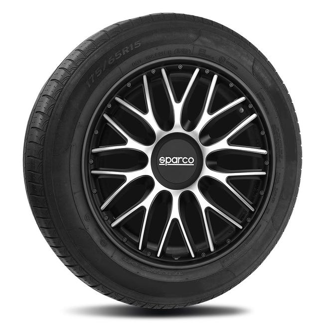 Set 4 copricerchi 15 pollici copriruota auto Sicilia SPC1573SVBK Set 4 copricerchi 15 pollici copriruota auto Sicilia SPC1573SVBK