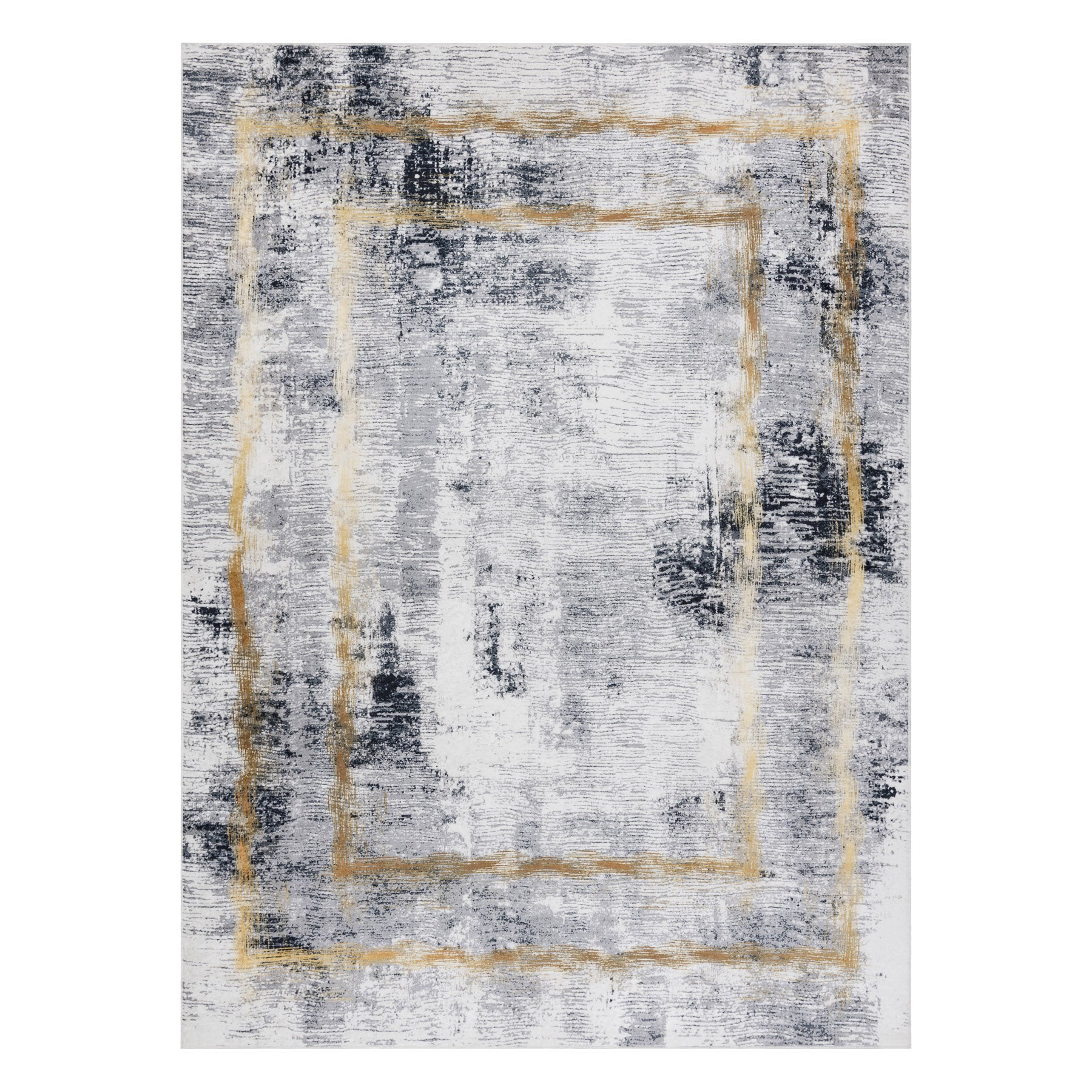 Dywan do prania ANDRE 1065 Ramka, vintage antypoślizgowy - szary / złoty 160x220 cm - 2
