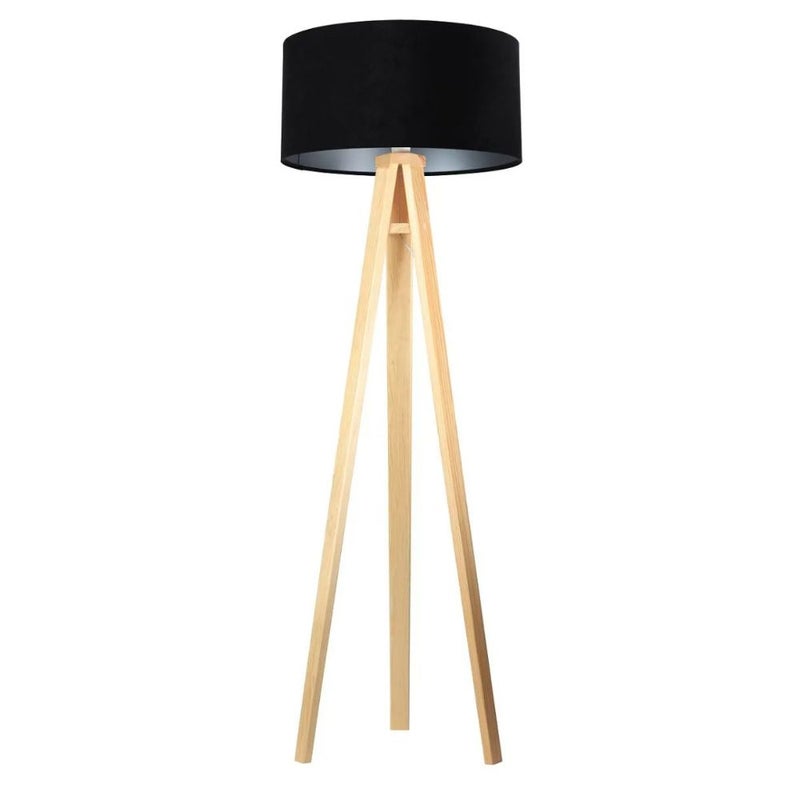 Lampa stojąca HOME 50 czarna/srebrna/sosna