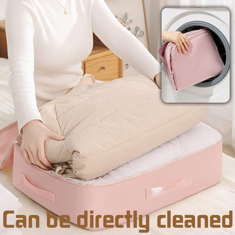 Rangement à Auto-Compression Ultra Peu Encombrants,Sac De Rangement Lourd Pliable Pour Couettes, Couvertures, Literie (Rose, L) - 5