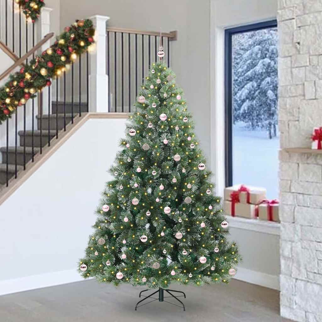 Sztuczna choinka z 300 diodami LED Zielony 240 cm PE i PVC