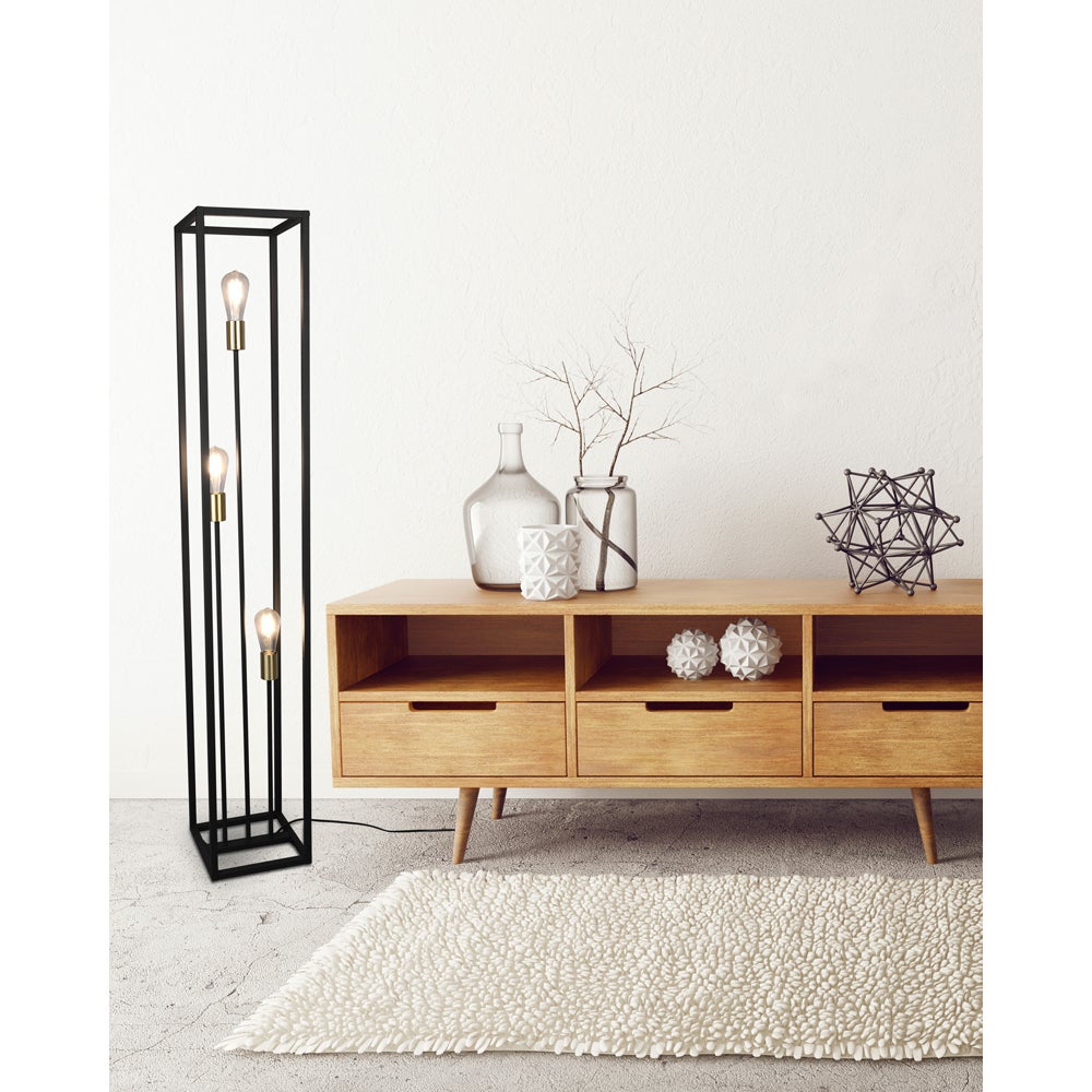 Lampa podłogowa stojąca Vito czarno-złota 3xE27x10W wym: 153 x 25 x 25 cm metal RL