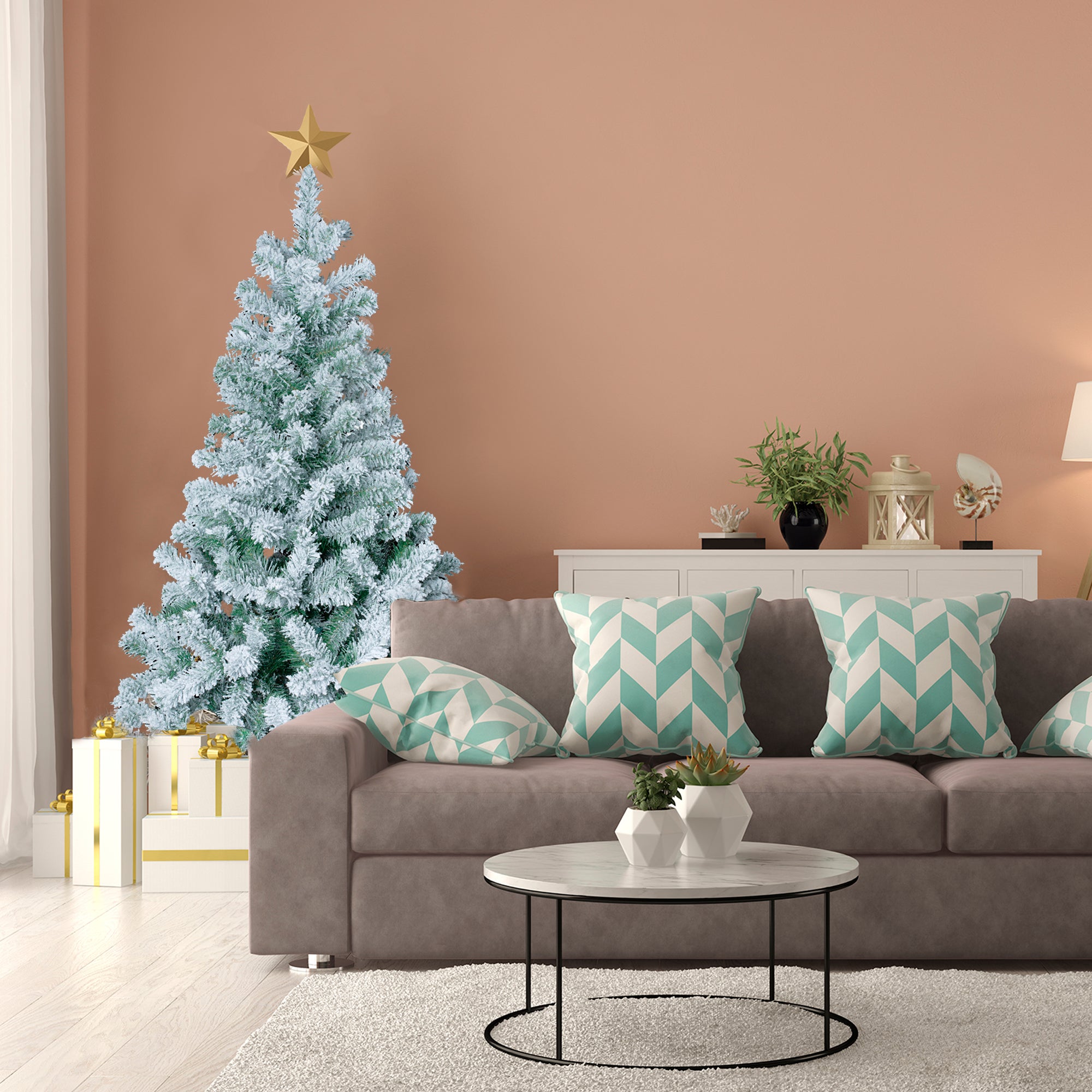Sapin de Noël Neige Artificielle 150cm Floqué - Feeric Lights & Christmas - 5