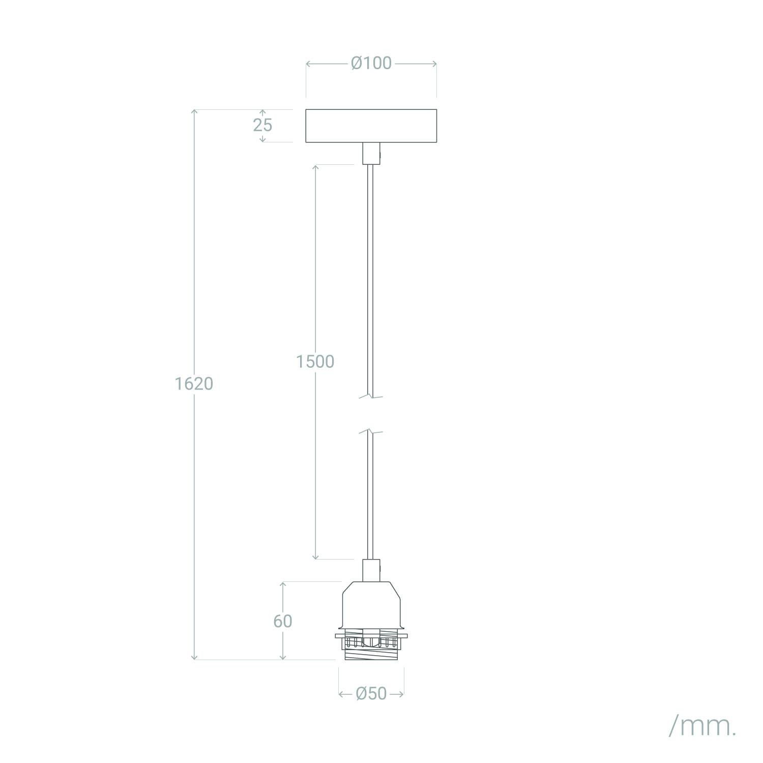 Support à Douille pour Lustre Suspension | Câble Textile 1.5m | Douille E27 | IP20 Intérieur | Diamètre 100mm | Corde Naturelle et Blanche, - 5
