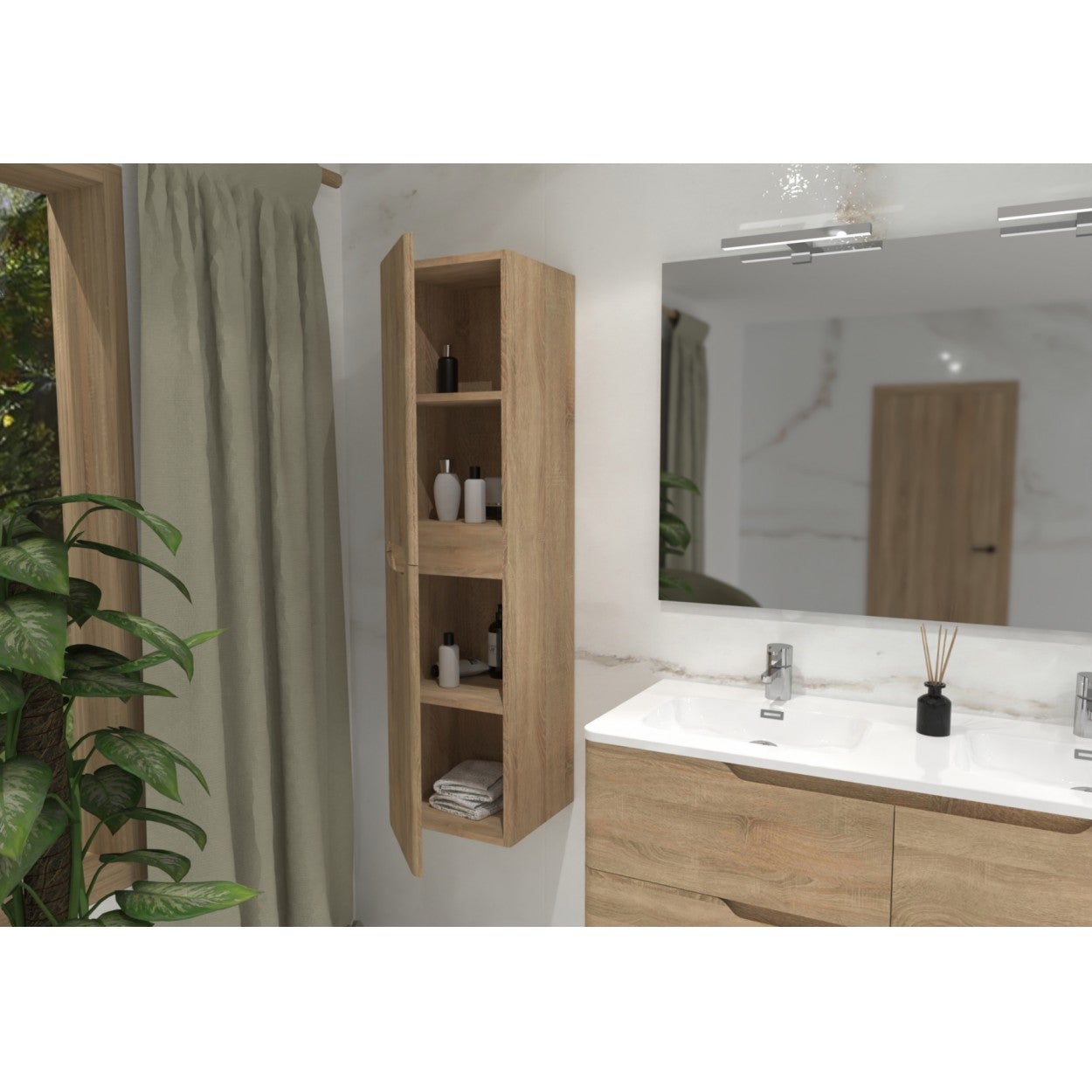 Colonne de salle de bain LUNA 135cm Bois Clair - 3