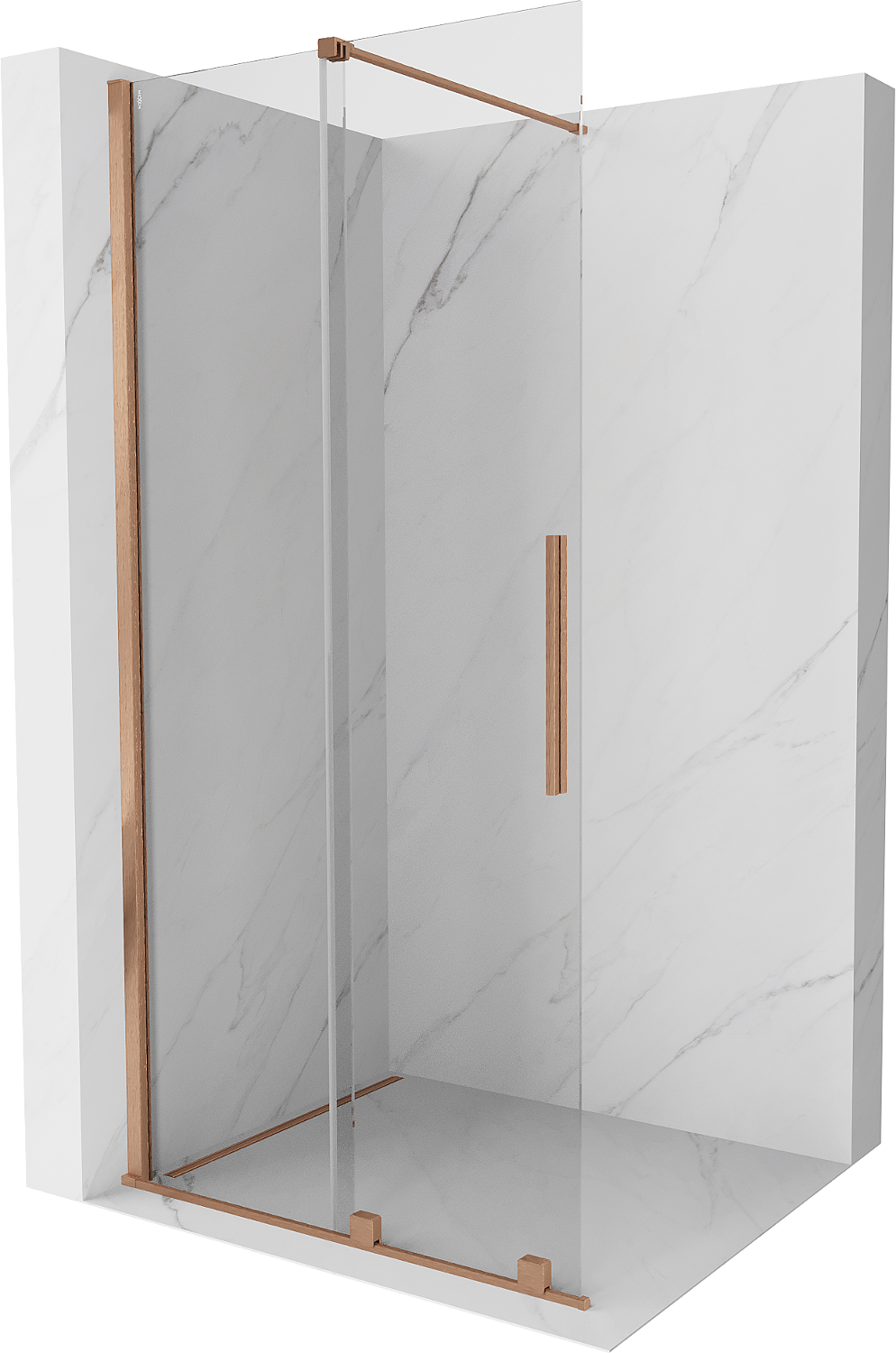 Mexen Velar ścianka prysznicowa rozsuwana Walk-in 100 x 200 cm, transparent 8 mm, miedź szczotkowana - 871-100-000-03-65