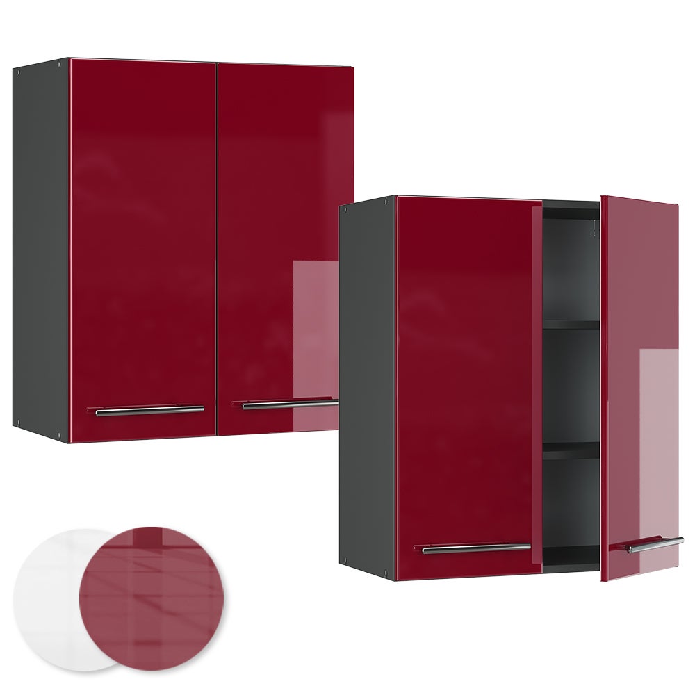 Vicco Elément haut de cuisine Fame-Line, Rouge bordeaux Haute brillance, 60cm - 5