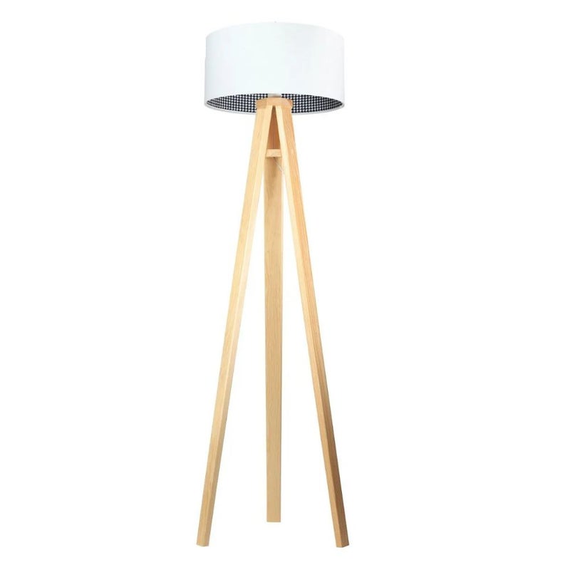 Lampa stojąca HOME 40 biała/pepitka/sosna