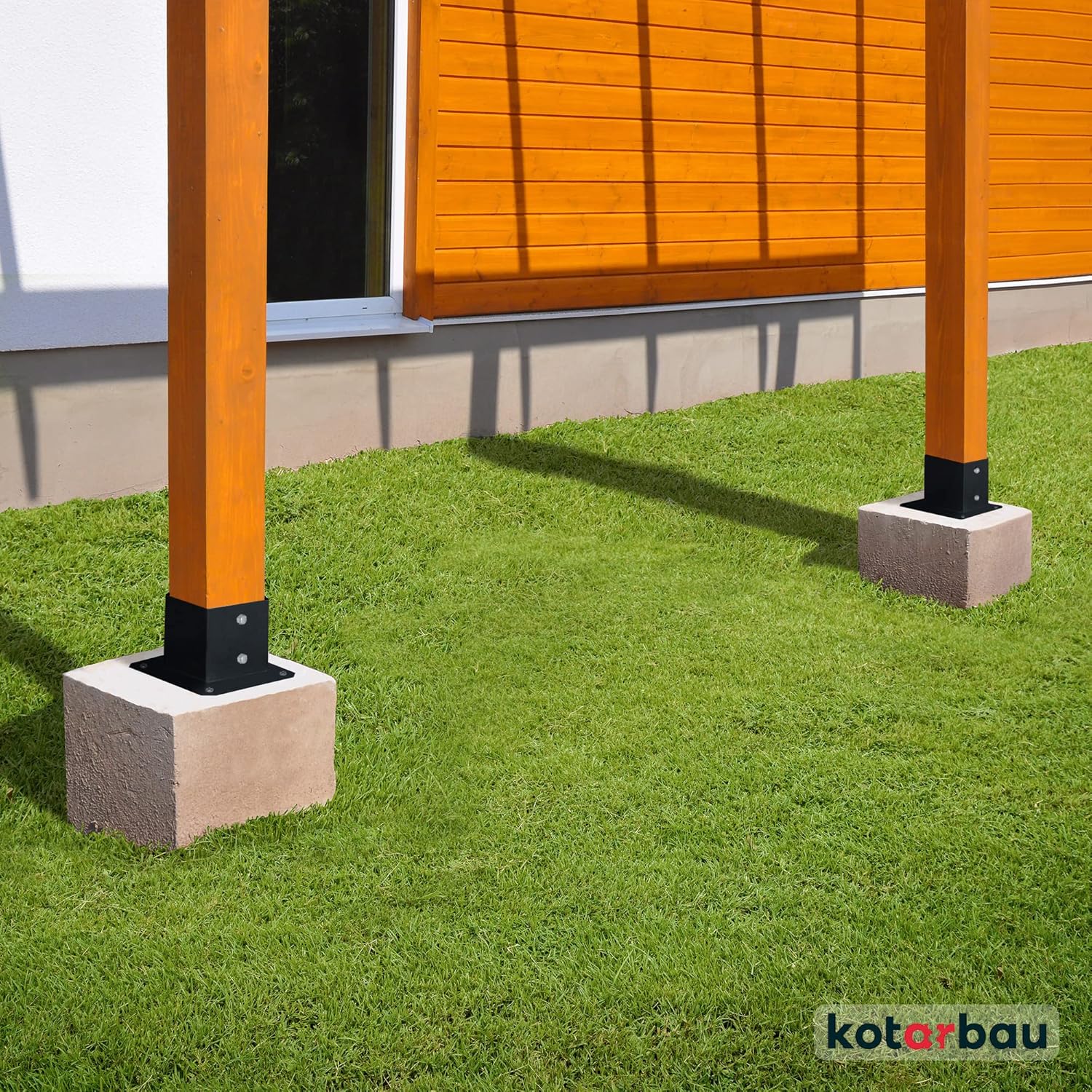 Support de poteau à fixer 70 x 70 mm en acier galvanisée - Pied de poteau carré noir - KOTARBAU - 2