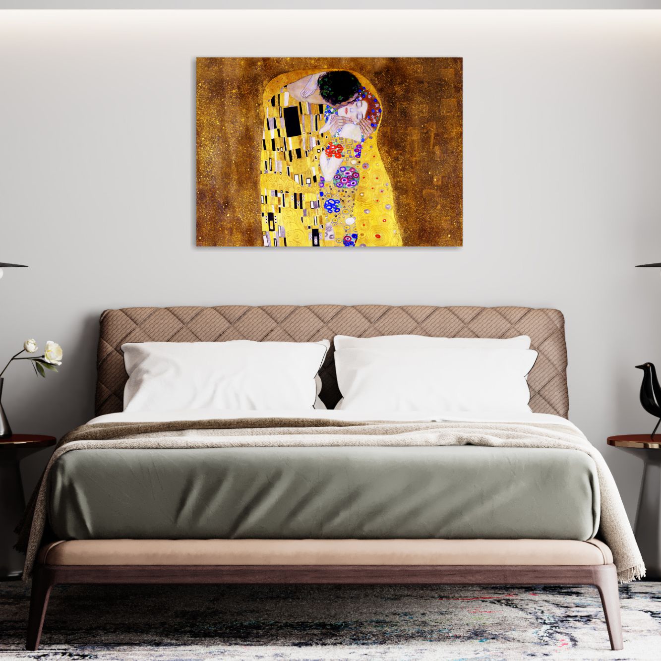 Klimt Il Bacio Quadro Moderno Stampa Su Tela 90 X 45 Cm Per Soggiorno