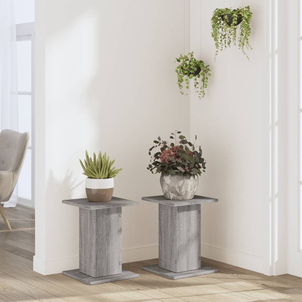 Supports pour plantes 2 pcs gris bois d'ingénierie - 3