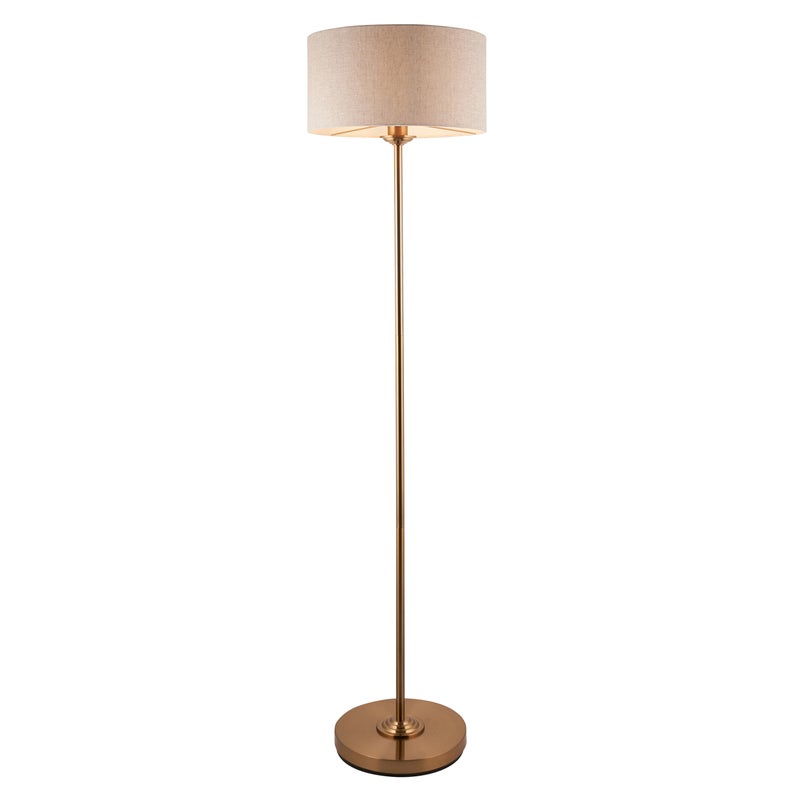 Lampa stojąca z abażurem HIGHCLERE vintage mosiężna 1xE27x10W metal wym:150x38x38cm IP20 Endon