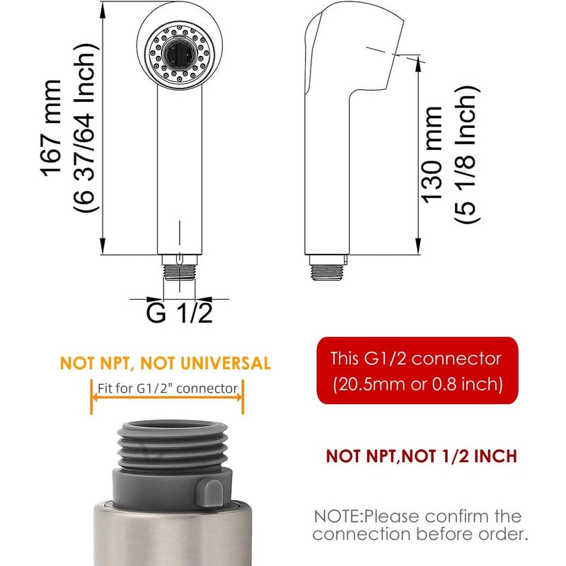 Prysznic ręczny Bateria kuchenna Zamiennik 2 dysz Głowica prysznicowa do wyciąganej baterii kuchennej, gwint prosty G1/2, nikiel szczotkowany
