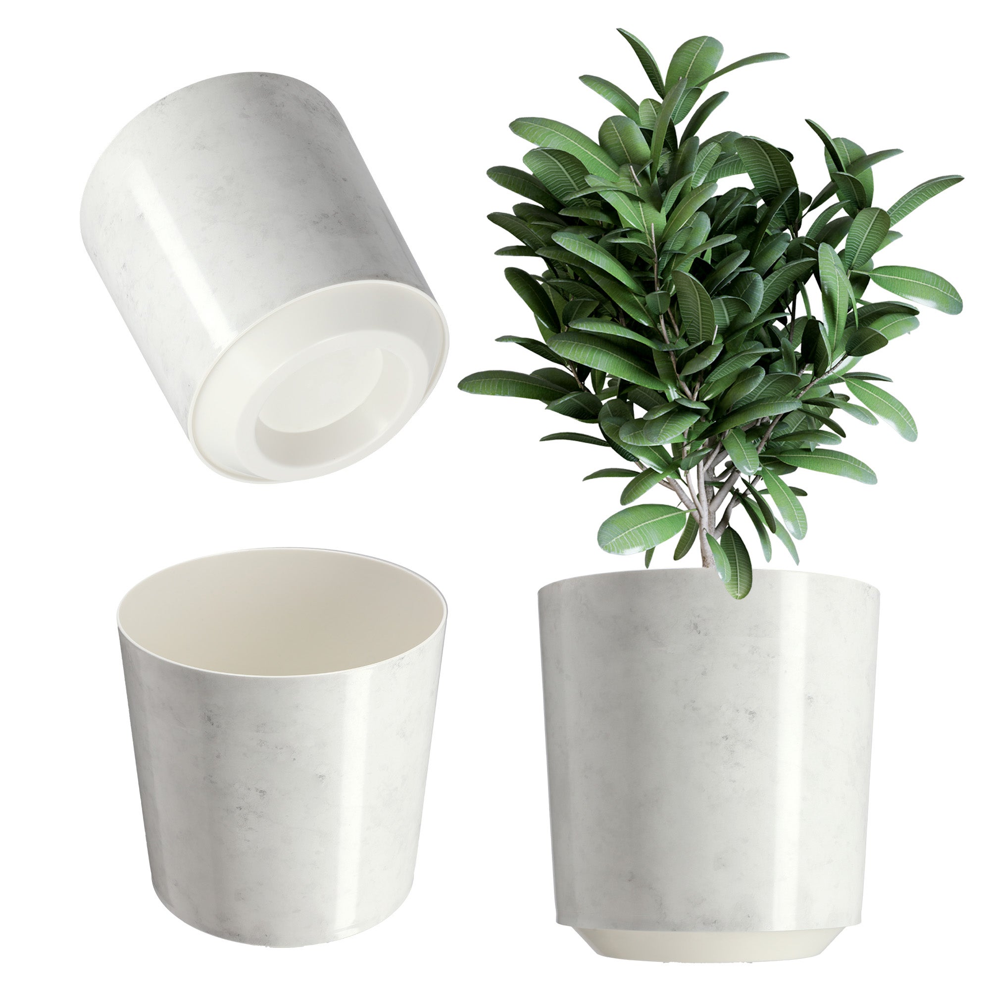 DONICZKA OSŁONKA DO DONICZKI PLASTIKOWA KWIATY OKRĄGŁA BIAŁY MARMUR 19cm