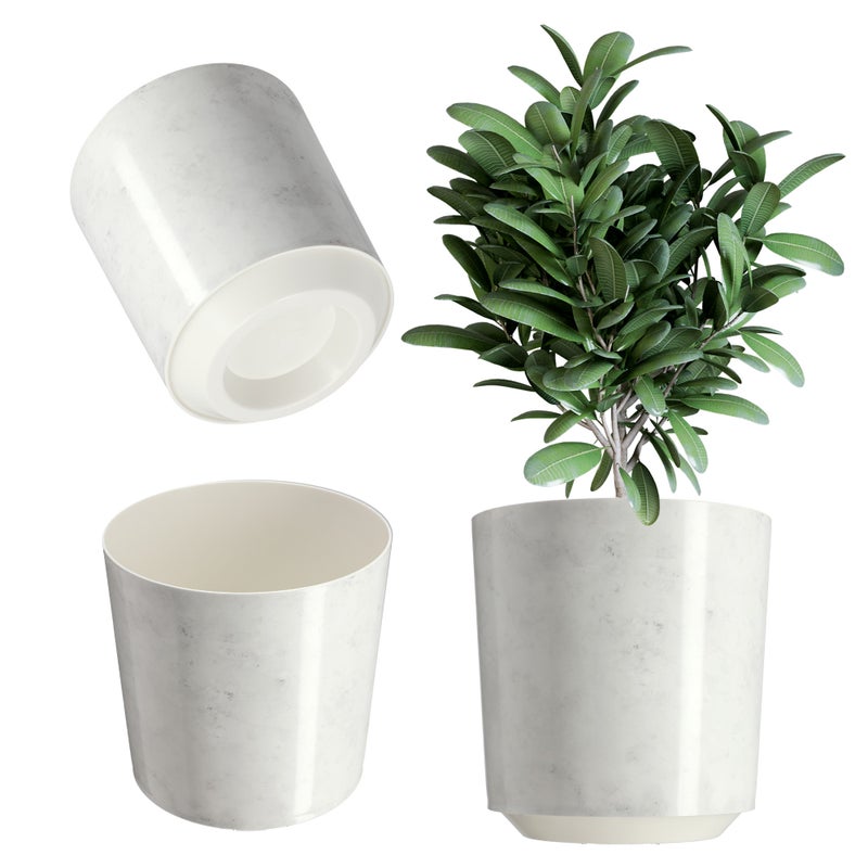 DONICZKA OSŁONKA DO DONICZKI PLASTIKOWA KWIATY OKRĄGŁA BIAŁY MARMUR 19cm