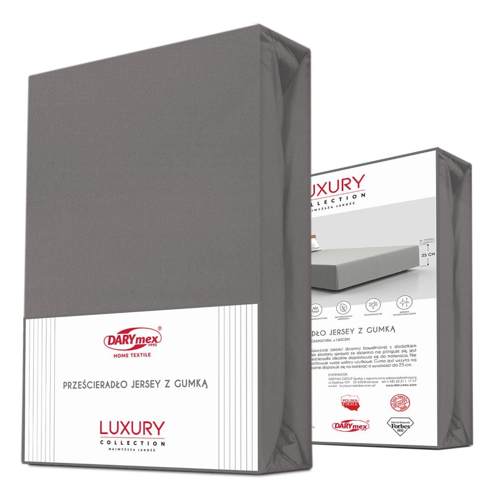 Prześcieradło jersey z elastanem z gumką 200 x 220 kolor antracyt - Darymex