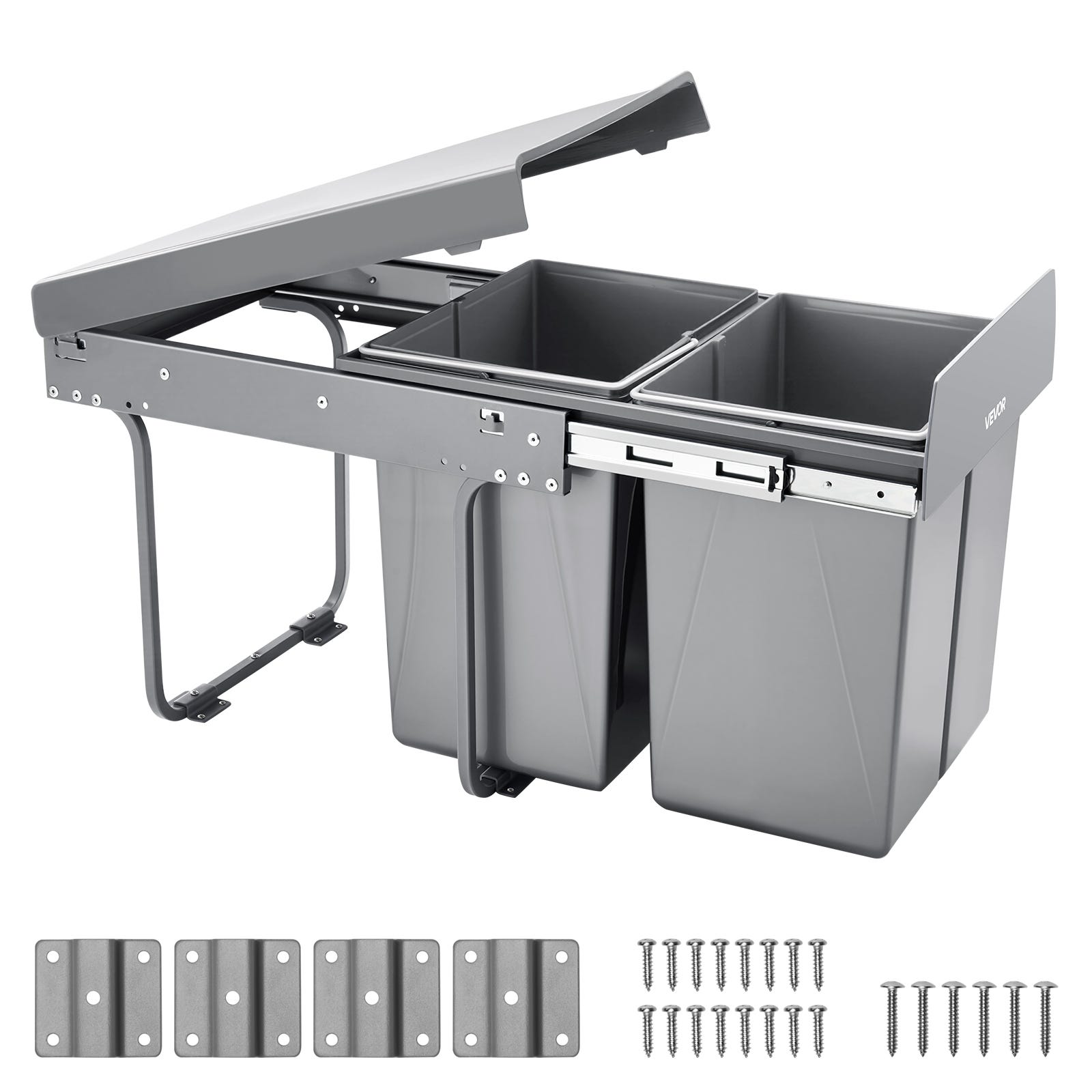 HoveeLuty Poubelle Coulissante Armoire Cuisine - Étagère Métal Réglable 16,5x15,8x11 Avec Poignée
