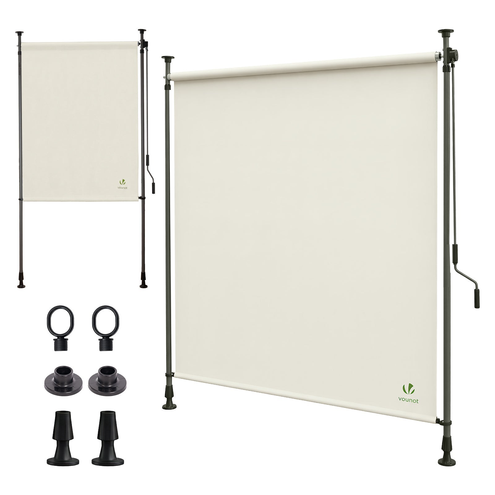 Toldo vertical exterior 120x310cm extensible estor protección visual con manivela sin agujeros para balcón terraza jardín beige