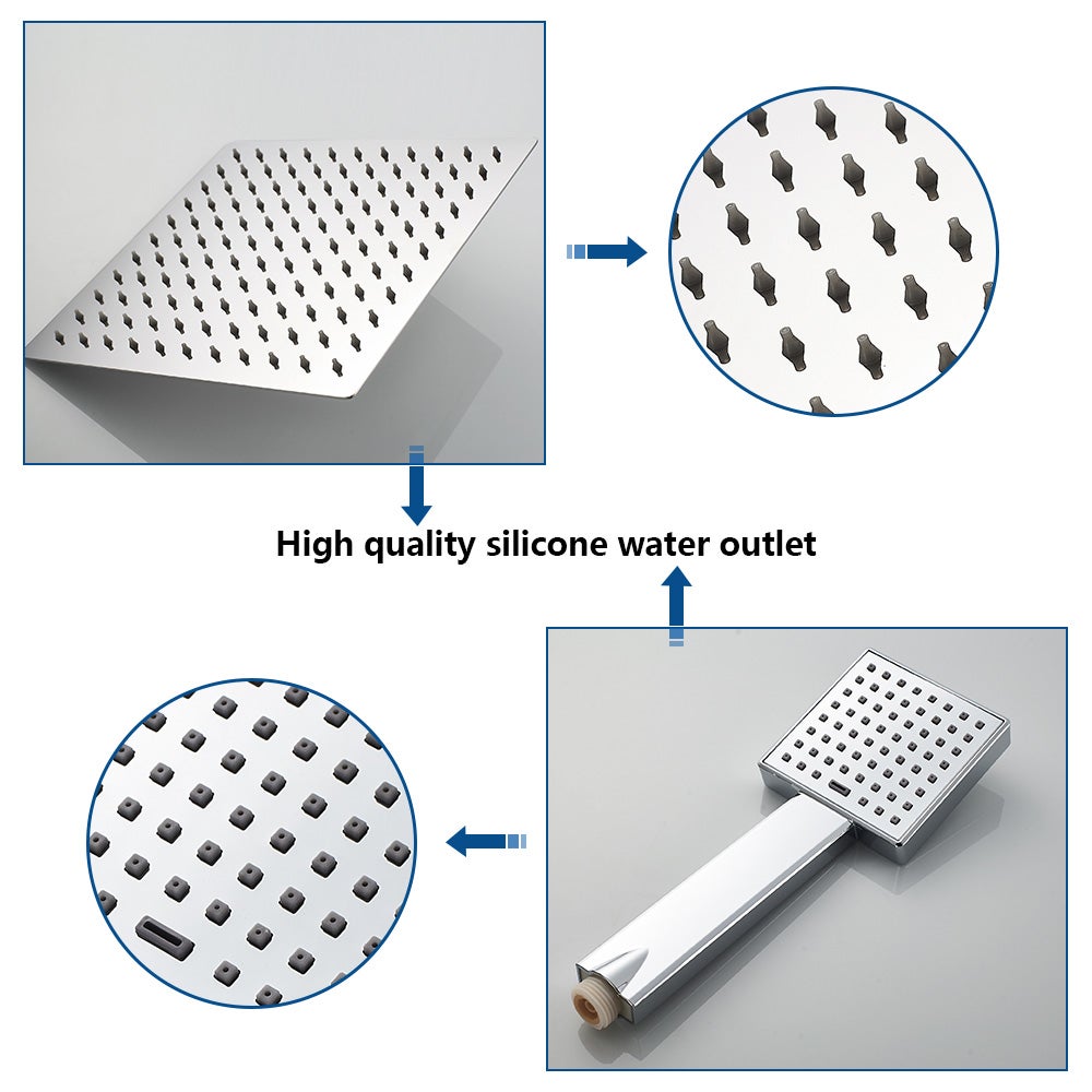 Auralum max Élégant Colonne de Douche Thermostatique Ensemble de Douche Hauteur Réglable Système de Douche en Pluie - EU Modèle - 7