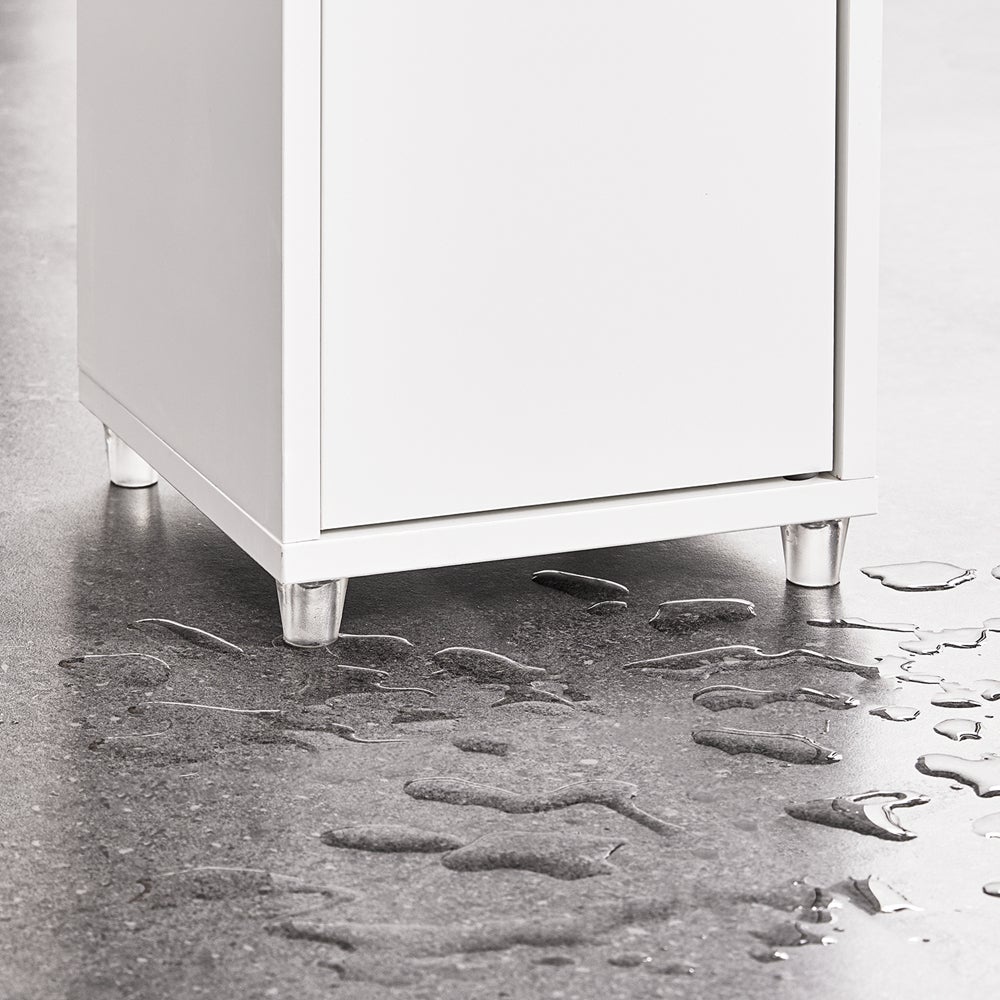 Colonne de Salle de Bain Étroite, Meuble Rangement Vertical 180cm, 4 Étagères Réglables et 1 Tiroir, Blanc, 20x20x180cm - 7