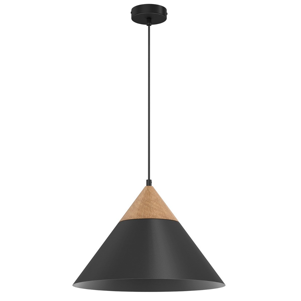 Lampa wisząca Single czarny matowa-jasne drewno 1xE27x15W wym: 115 x 39 x 39 cm metal Luminex