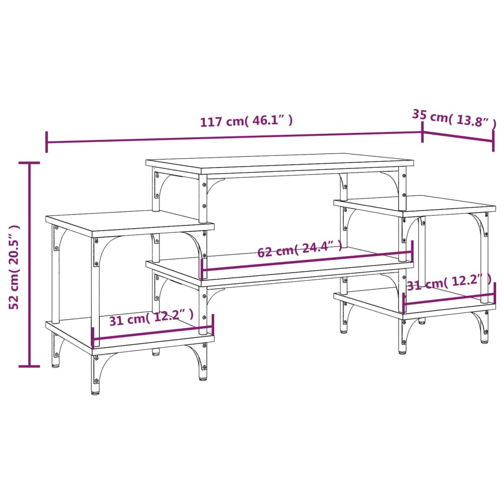 Meuble TV Sonoma gris 117x35x52 cm Bois d'ingénierie - COMFORTXL - 8