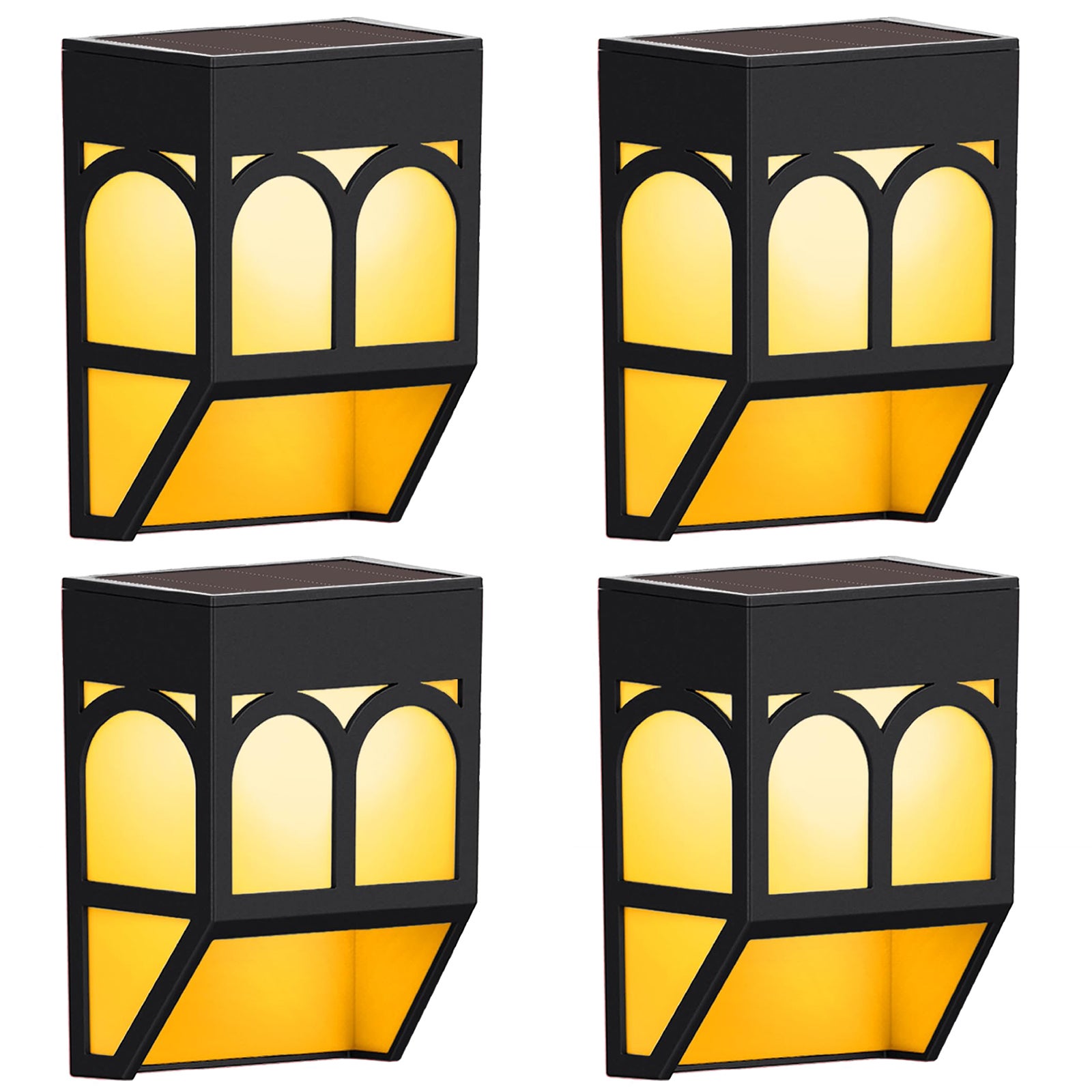 Zestaw 4 zewnętrznych lamp solarnych, solarnych lamp LED do ogrodzeń, wodoodporne kinkiety solarne, lampy solarne na patio, podwórko