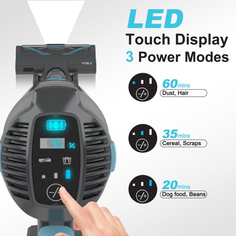 Aspirador de pó vertical sem fio 2 em 1, potente, HEPA LED de 300 W, bateria de 4000 mAh para pisos, móveis e cantos - limpeza rápida e precisa - 9