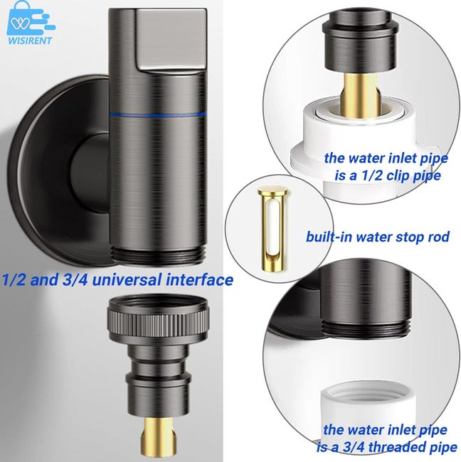 Rubinetto Lavatrice Con Valvola Angolo Rapida - Acciaio Inox Nero Salvaspazio - Foto 10