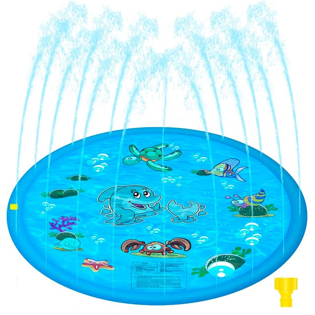 Splash Pad. Giocattolo gonfiabile con irrigatore d'acqua per giocare. Diametro di 150 cm. Design di animali acquatici.