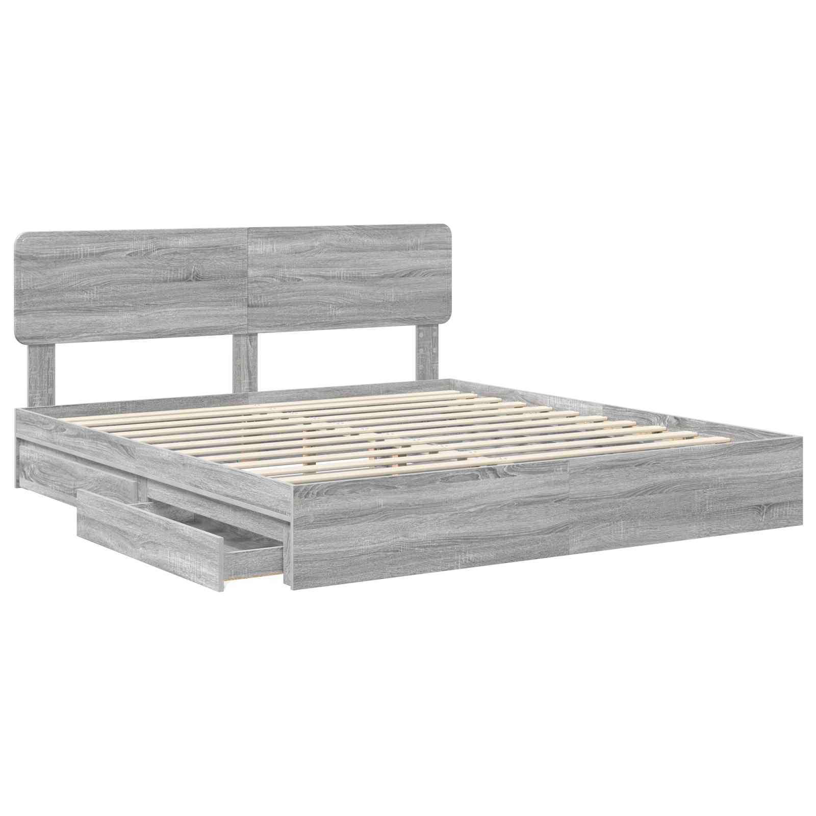 Lit de rangement gris 180 x 200 cm en panneau de bois - 5