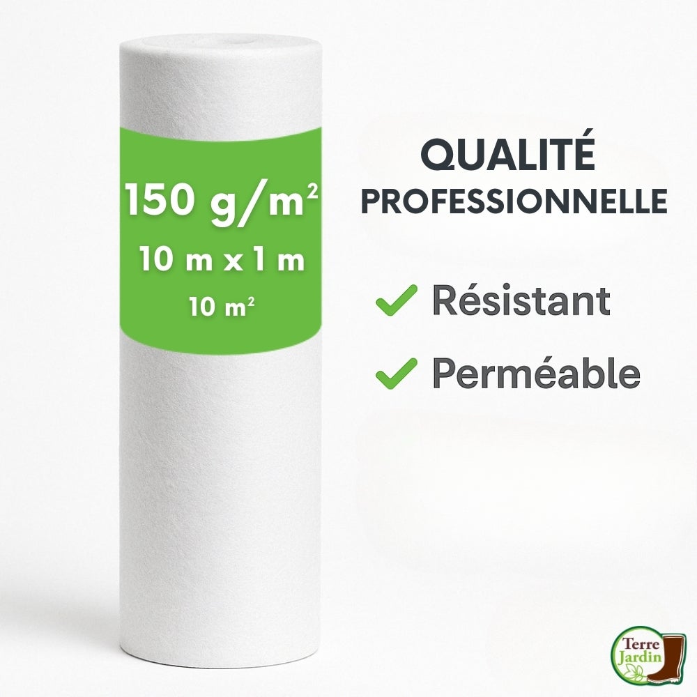 Rouleau géotextile - 1 x 10 m - 150g/m2 - feutre anti mauvaises herbes - aménagement paysager Unité - 2