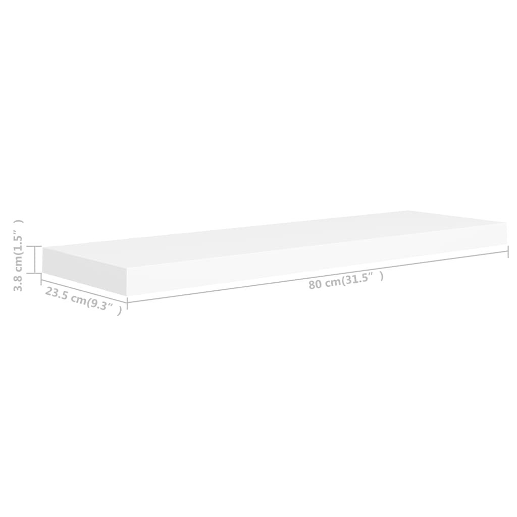 Étagère flottante murale | Étagère de rangement blanc 80x23,5x3,8 cm MDF CFW430303 - 7