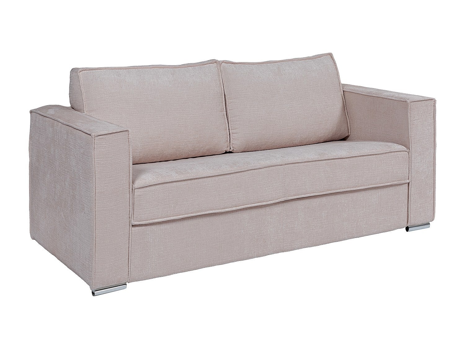 Kanapa 3-osobowa rozkładana z szenilową tapicerką taupe - Miejsce do spania z szerokimi listewkami 140 cm - Materac 14 cm - LORETO