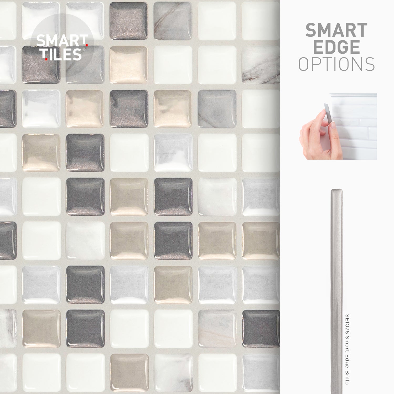 Smart Tiles 4 credenzas adhesivas - Minimo Noche Multicolore - Efecto cerámica - 29.54 cm x 24.76 cm - 5