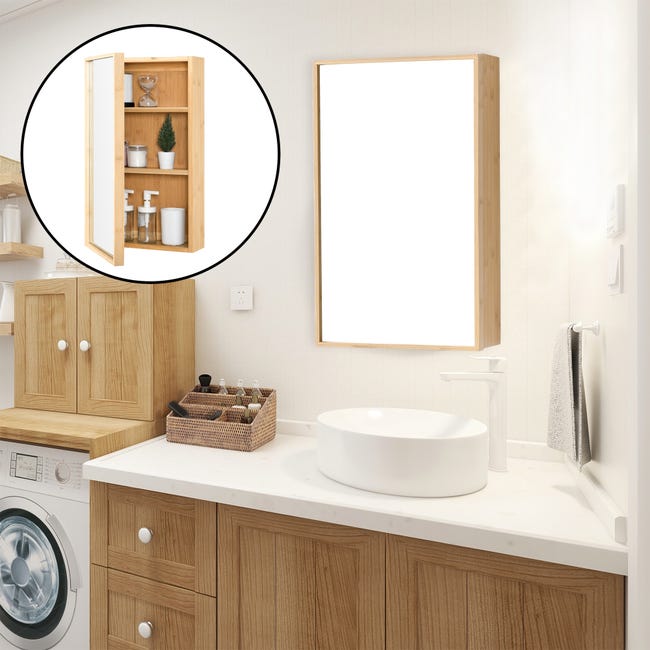 Yaheetech Armadietto Bagno con Specchio Mobiletto da Muro Pensile Yaheetech Armadietto Bagno con Specchio Mobiletto da Muro Pensile