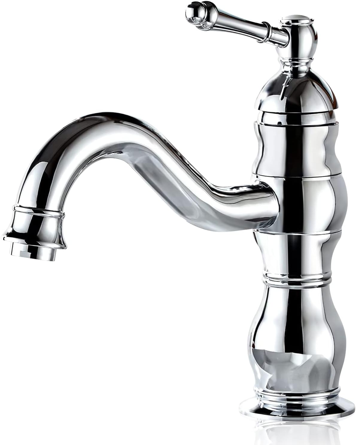 Obrotowa bateria łazienkowa 360° w chromie – bateria jednouchwytowa z mosiądzu – bateria umywalkowa w stylu vintage – z wężem doprowadzającym G3/8