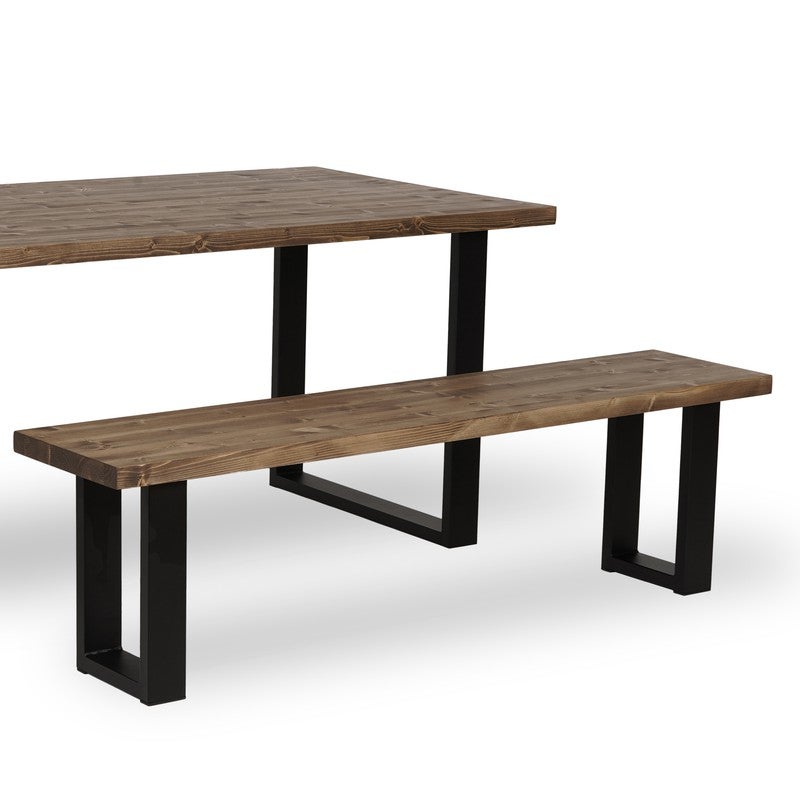 BLENOM Banc en bois massif durable Araés Chêne Antique bord droit 180x33x45cm UN - 2