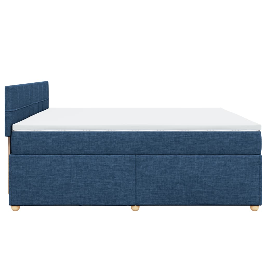 Maison Exclusive - Sommier à lattes de lit avec matelas Bleu 200x200 cm Tissu - 5