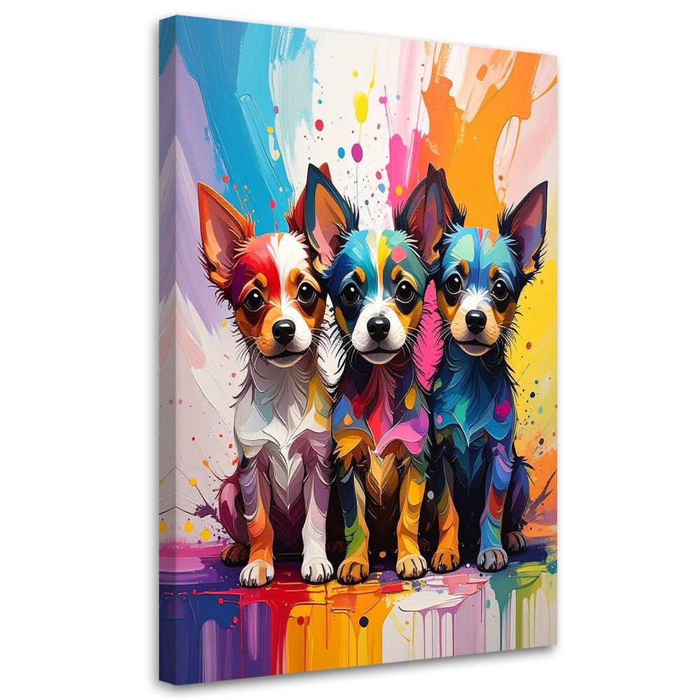 Obraz do pokoju dziecka, Kolorowe pieski zwierzęta 80x120