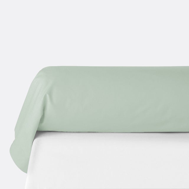 Taie de traversin unie en polycoton, Scenario - Vert clair - 85 x 185 cm