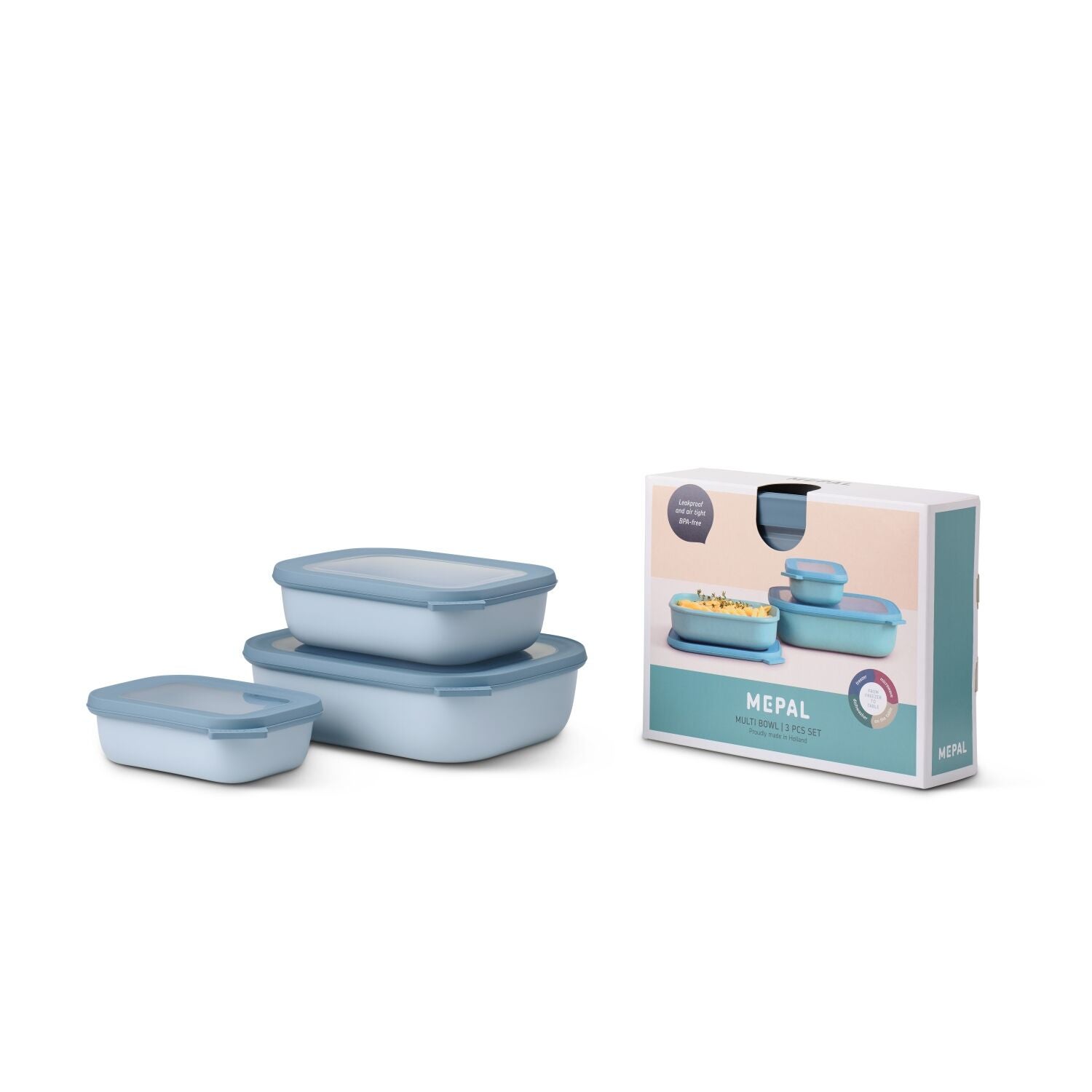 Set de 3 botes de cocina cirqula rectangular 500 / 1000 / 2000 ml.